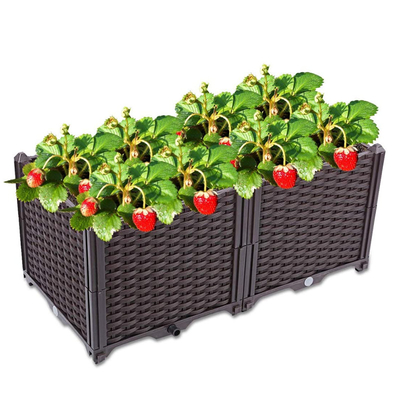 OEM Self Watering Raised Plastic Garden Boxes Raised Garden Planter on Wheels