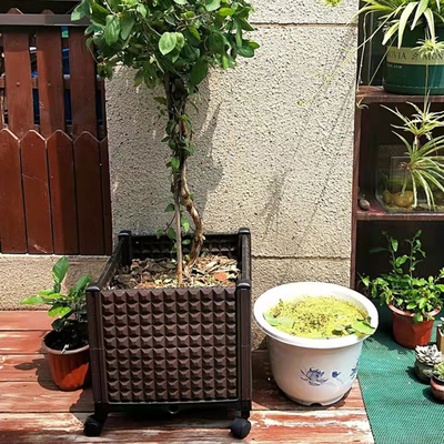 جعبه های کاشت پلاستیکی مربعی بزرگ چند منظوره تخت گل های برجسته پلاستیکی OEM